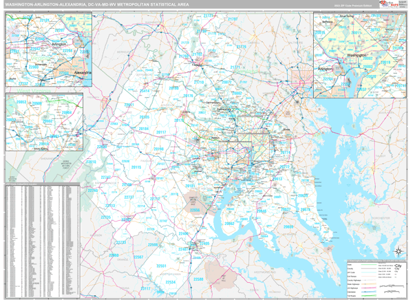 Washington-Arlington-Alexandria, DC Metro Area Zip Code Map